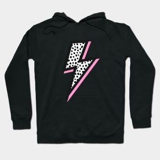 Dalmatian Spots, Black and Pink, Lightning Bolts Hoodie